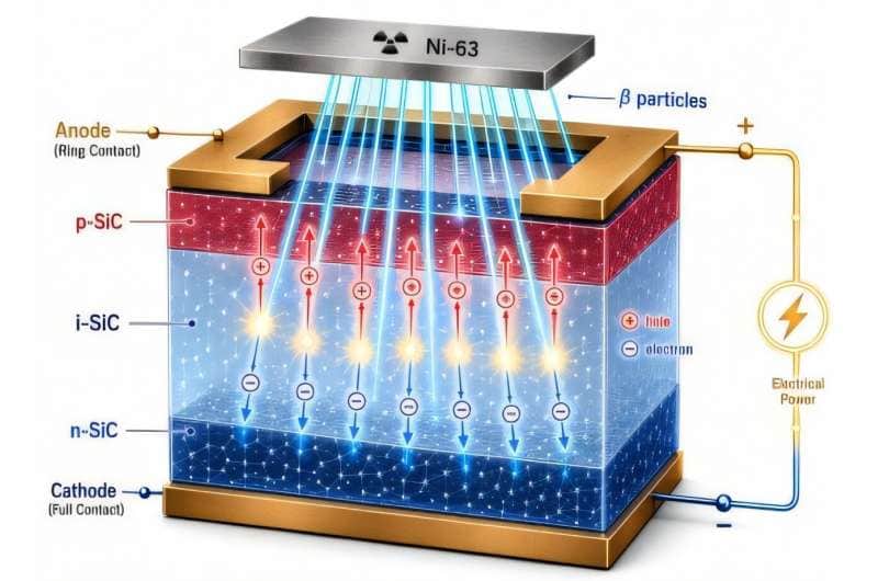 Optimally designed p-i-n diode structure of KERI's silicon carbide (SiC) semiconductor for the betavoltaic cell