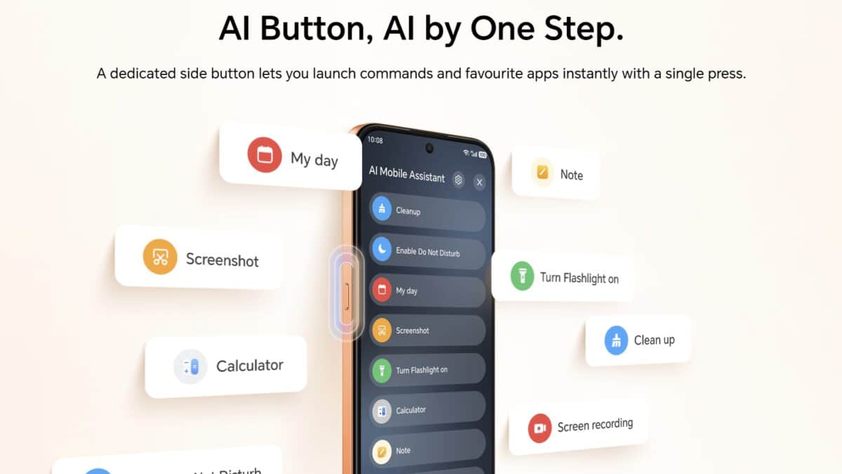 AI button on the Honor X7e Plus smartphone