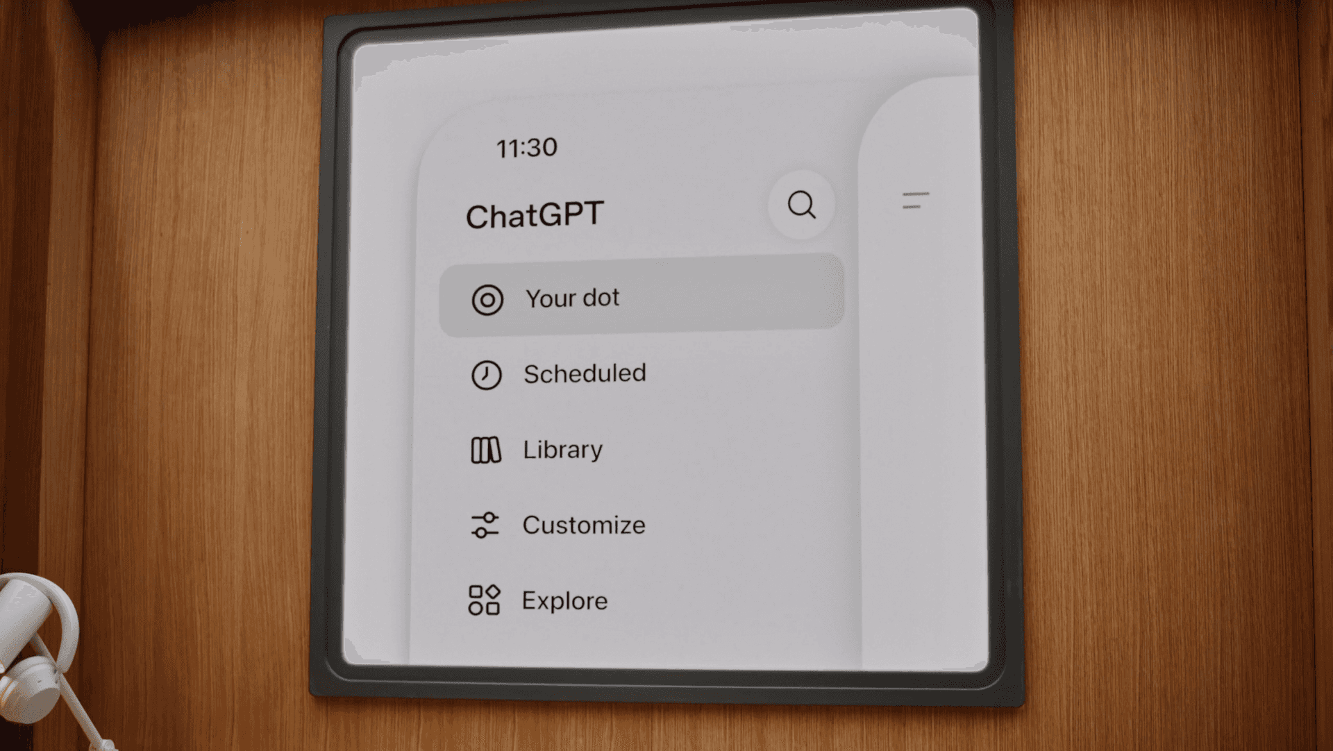 ChatGPT menu with Dots