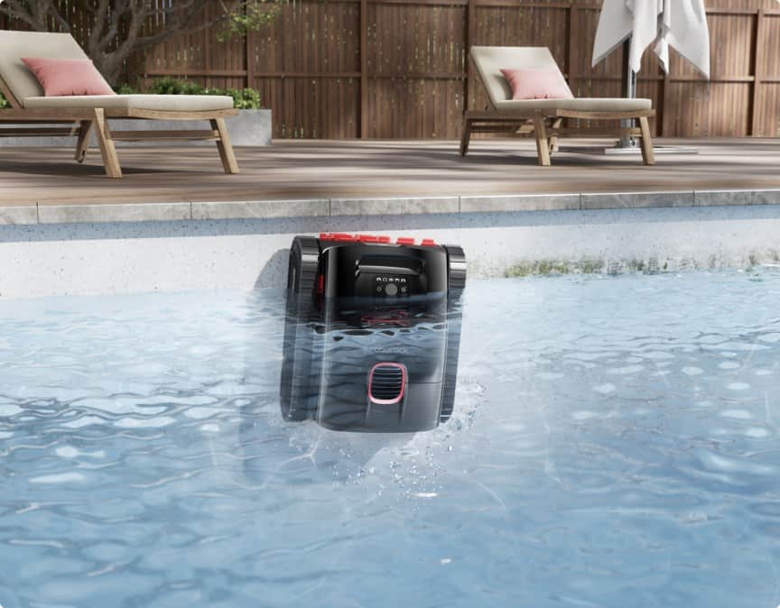 The RockAqua P1 can climb pool walls and clean steps.