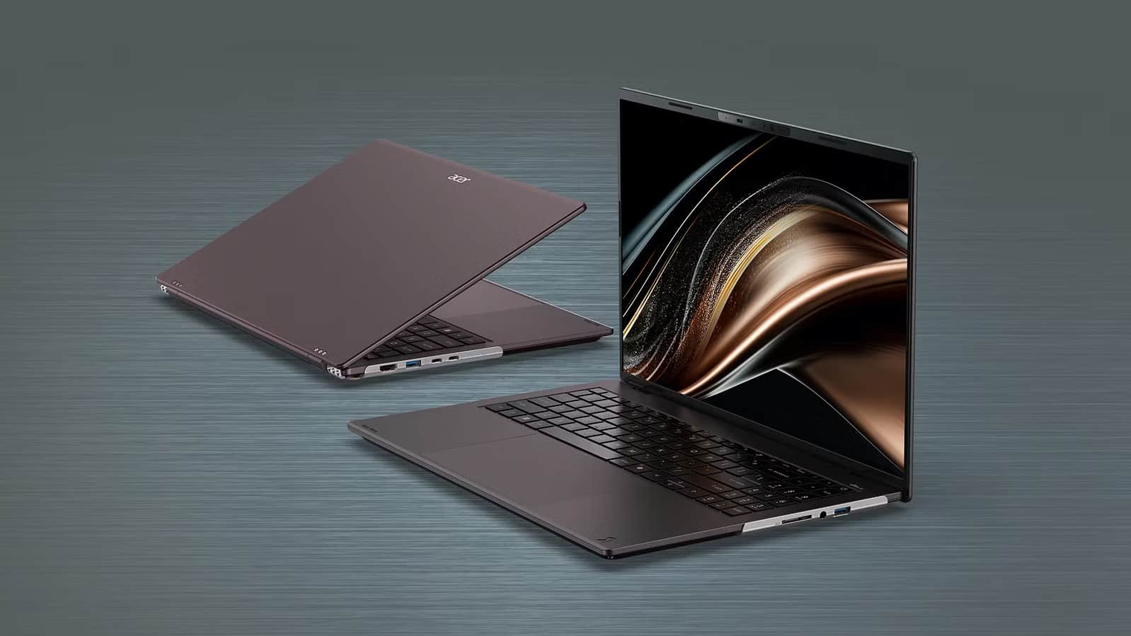 Acer Vero 16 shown at an angle, from the front and rear — Image credit: Acer