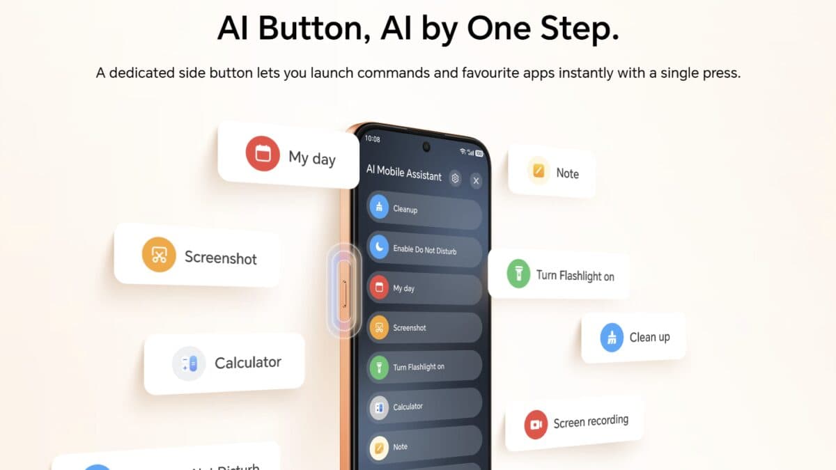 AI button on the Honor X7e Plus smartphone