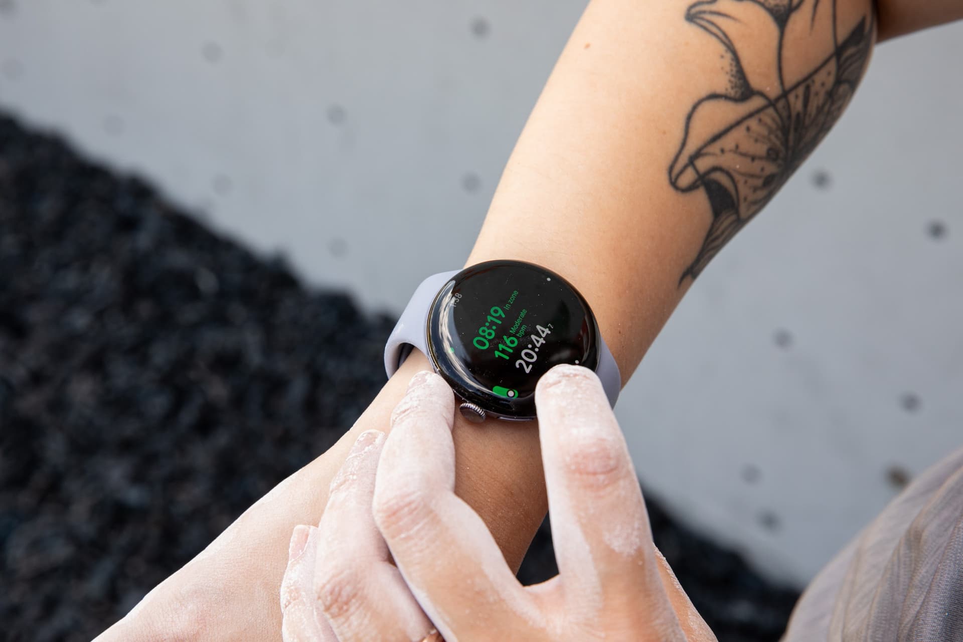 Pixel Watch 4 in a charging case
