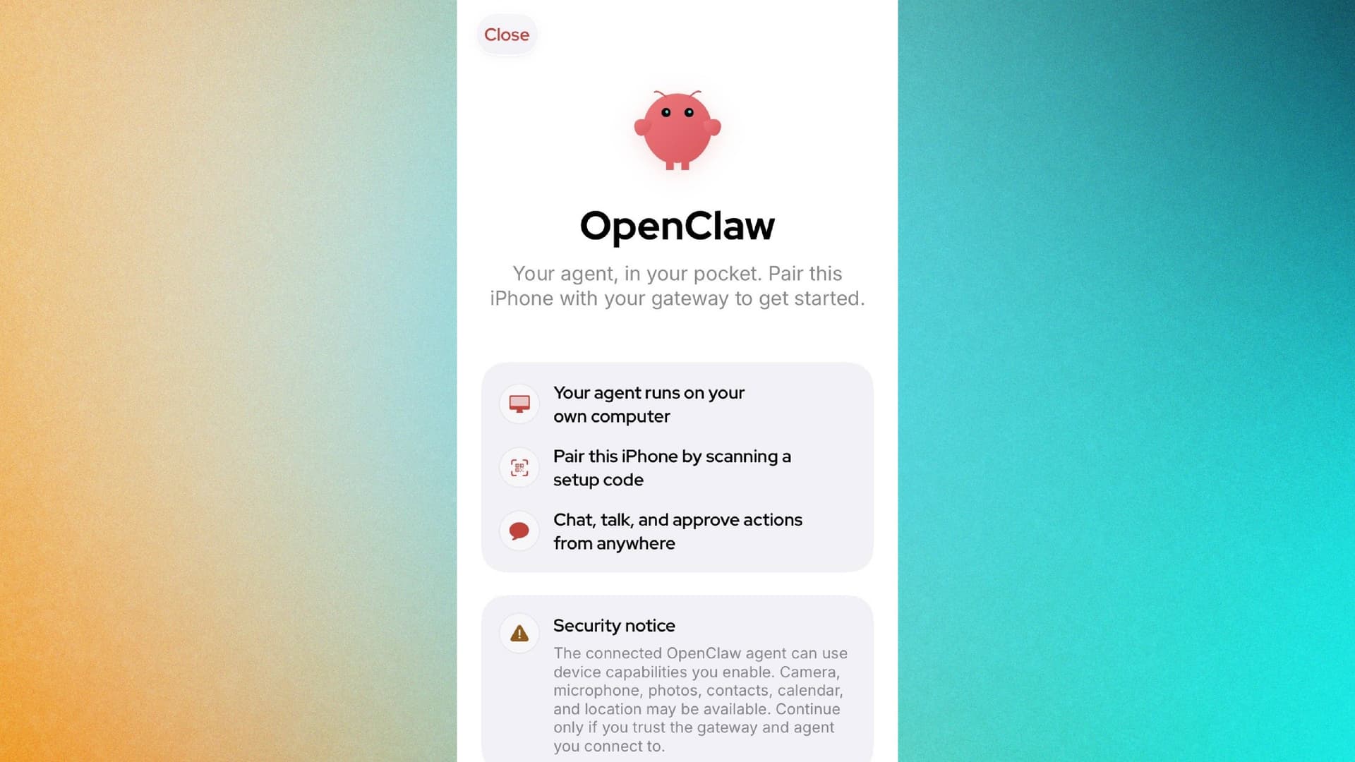 OpenClaw on-screen instructions