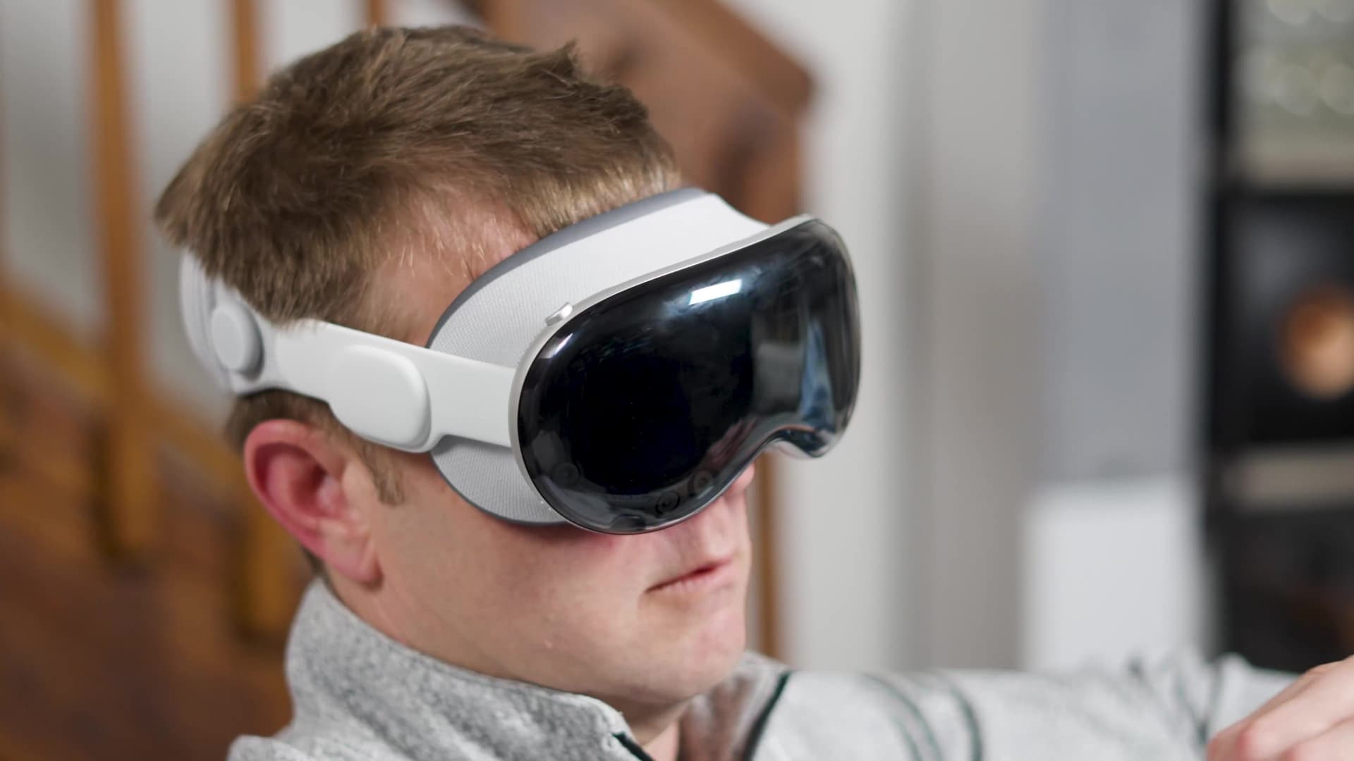 A man wears an Apple Vision Pro headset. — Zeke Jones / Digital Trends