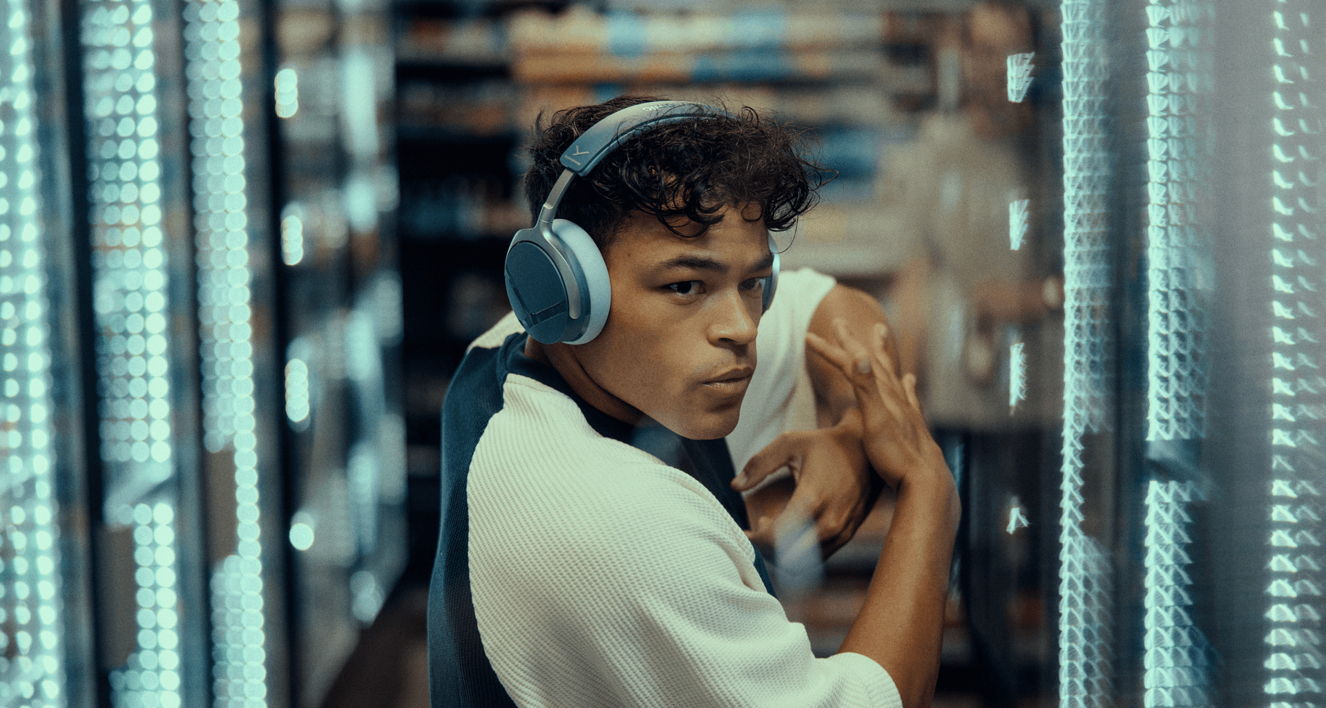 Beyerdynamic Aventho Y headphones worn by a dancer in movement — Image credit: Beyerdynamic