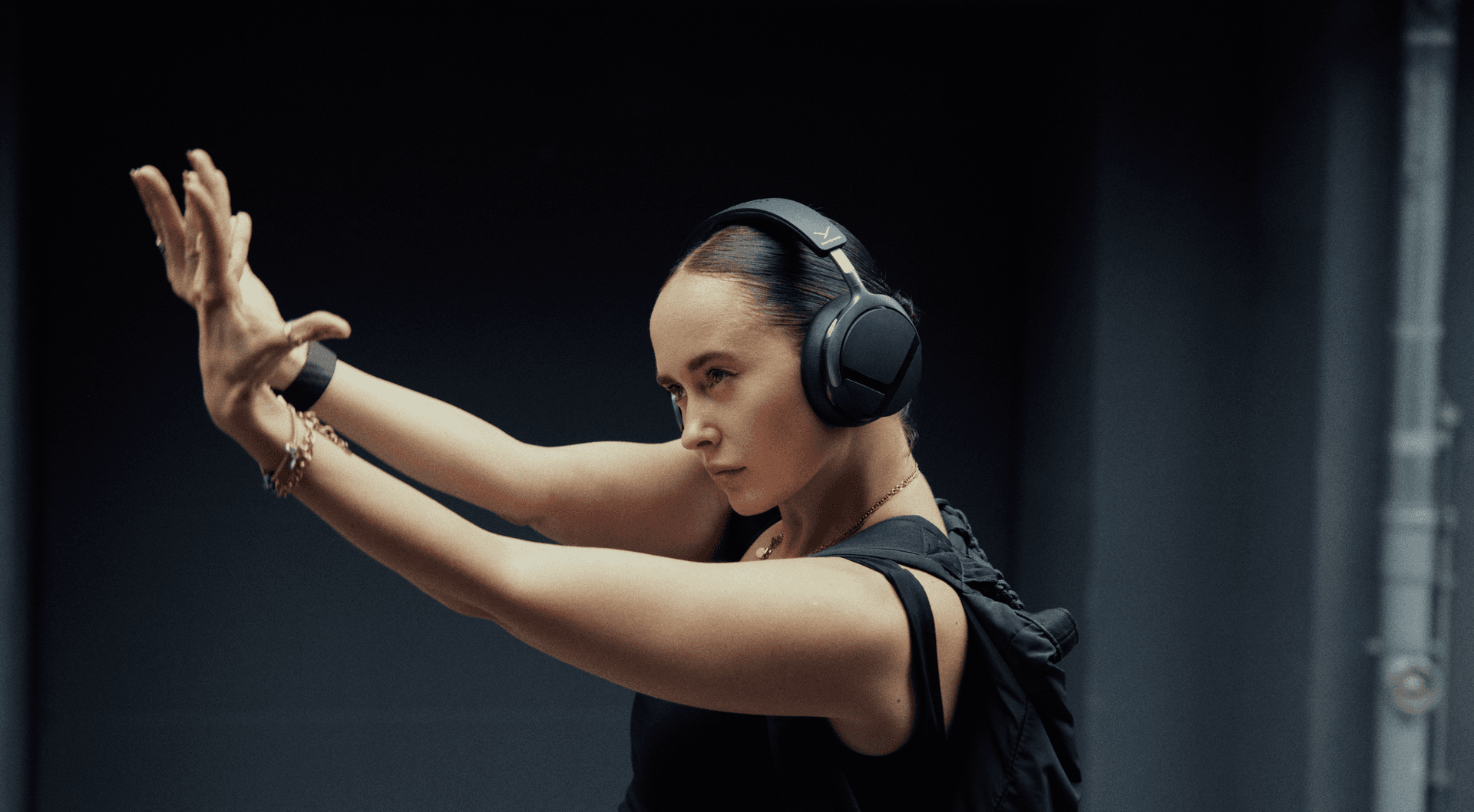 Beyerdynamic Aventho Y headphones worn by a dancer in movement — Image credit: Beyerdynamic