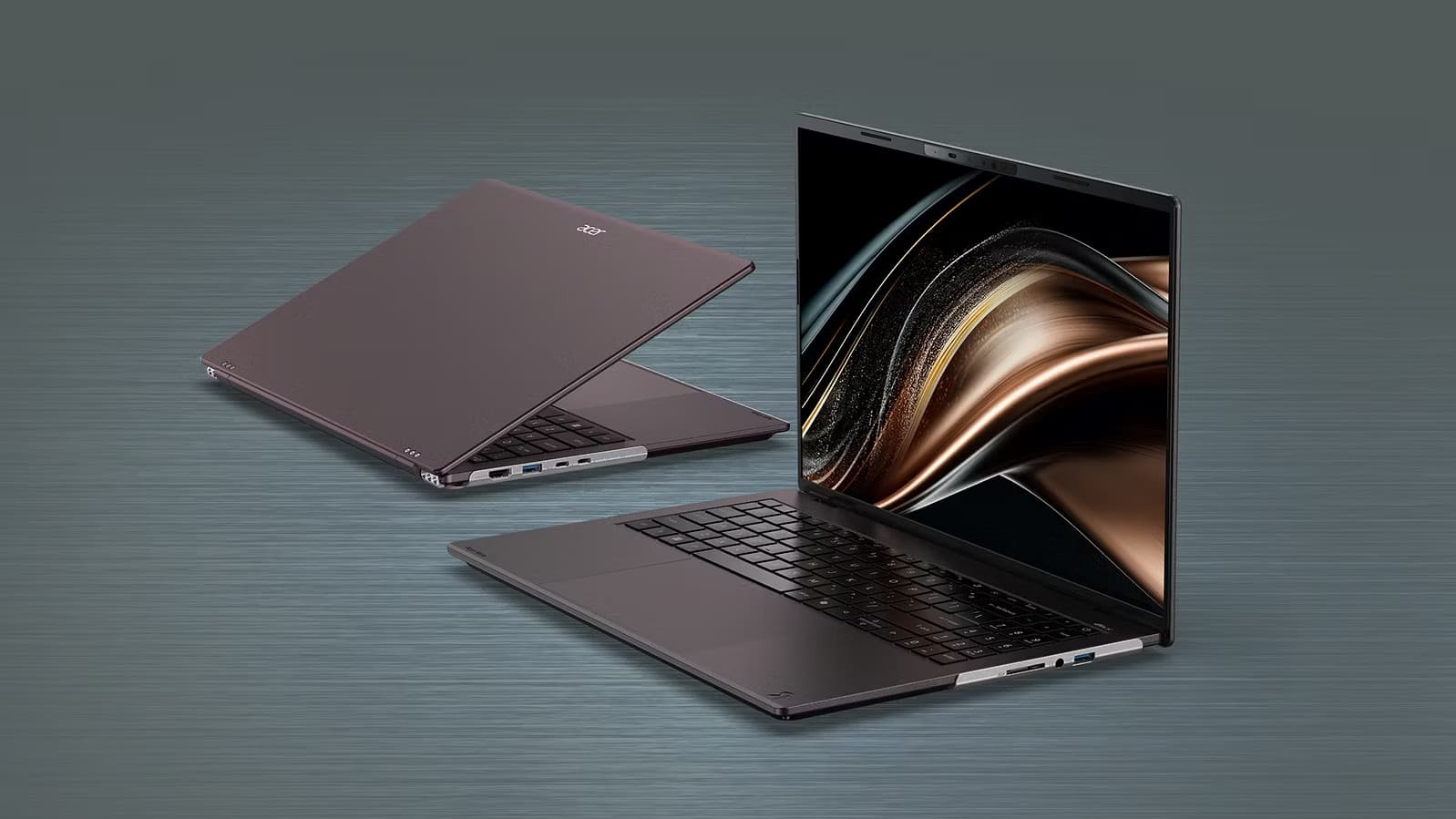 Acer Vero 16 shown at an angle, from the front and rear — Image credit: Acer