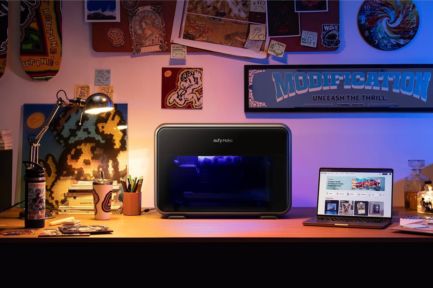 The EufyMake E1 UV Printer on a desk — EufyMake