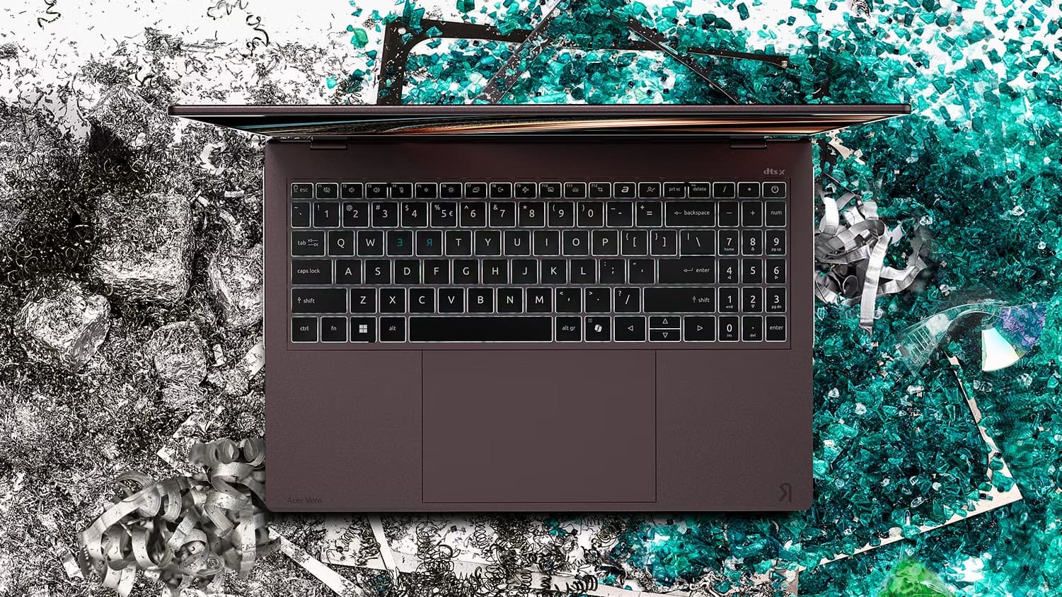 Acer Vero 16 laptop top-down view of keyboard — Image credit: Acer