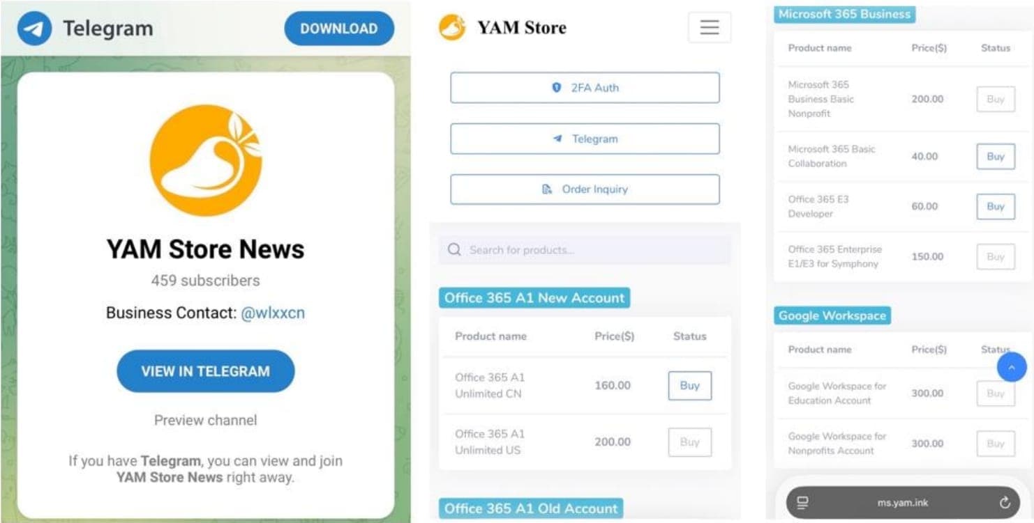 YAM Store account offerings — YAM Store account offeringsSource: Microsoft