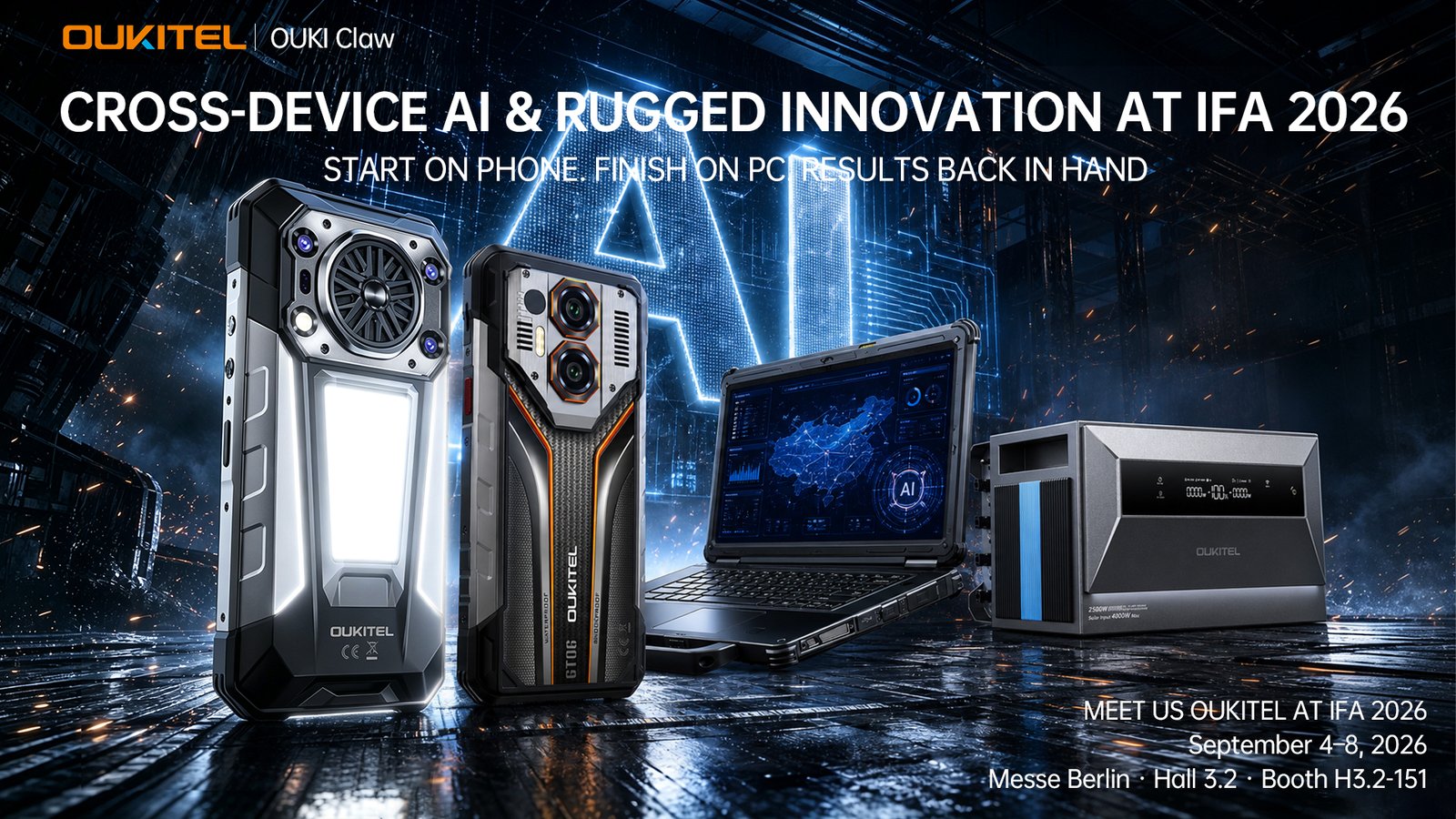 IFA 2026: Oukitel links rugged phones to an AI laptop workflow